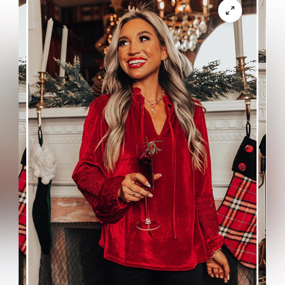 Merritt Red Velvet Women's Top for Winter